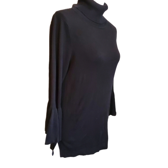 EUC 525 America Bell Sleeve Tulip 3/4 Sleeve Turtleneck Sweater - Picture 5 of 11